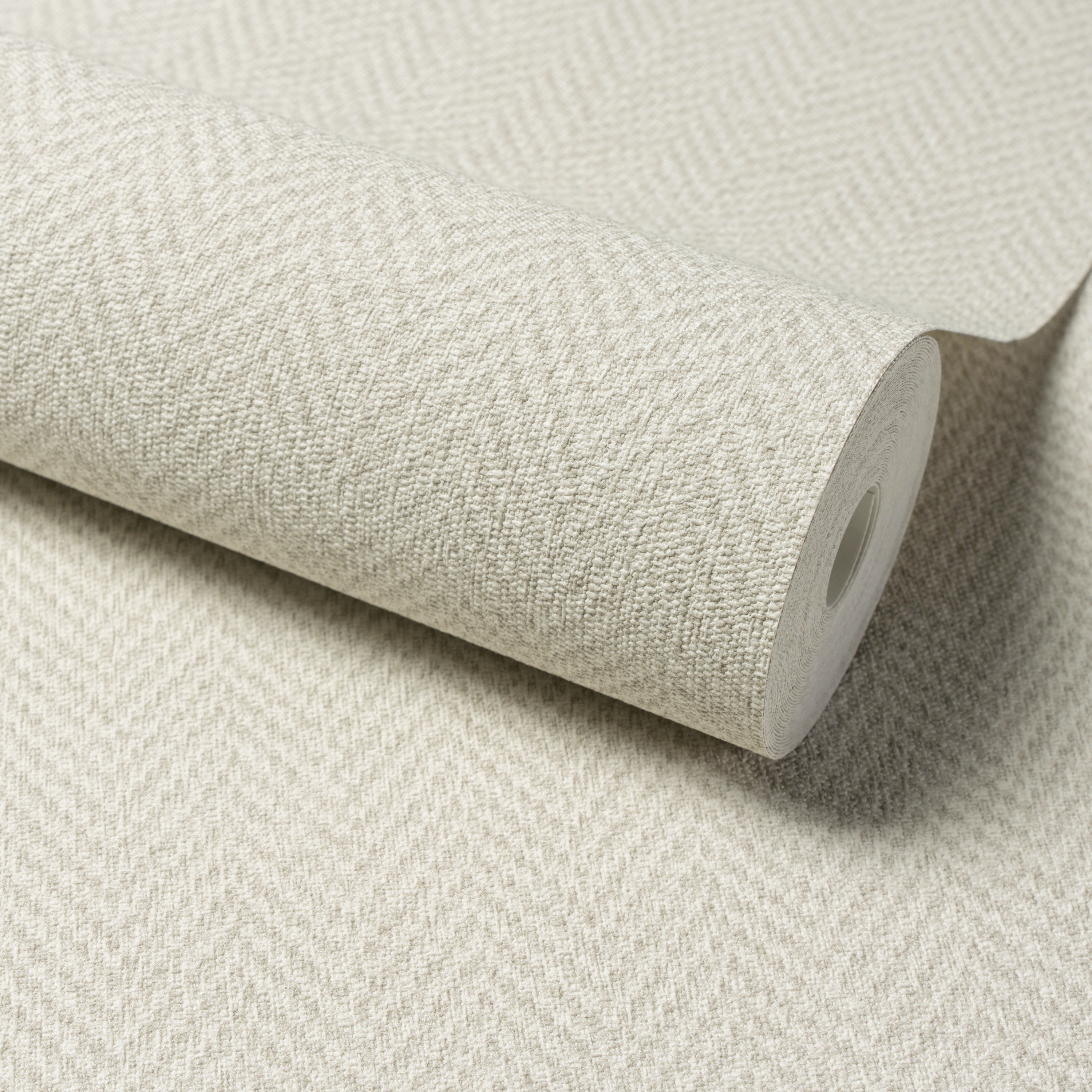 Grandeco Antiga Herringbone Chevron Weave Textured Wallpaper - Neutral
