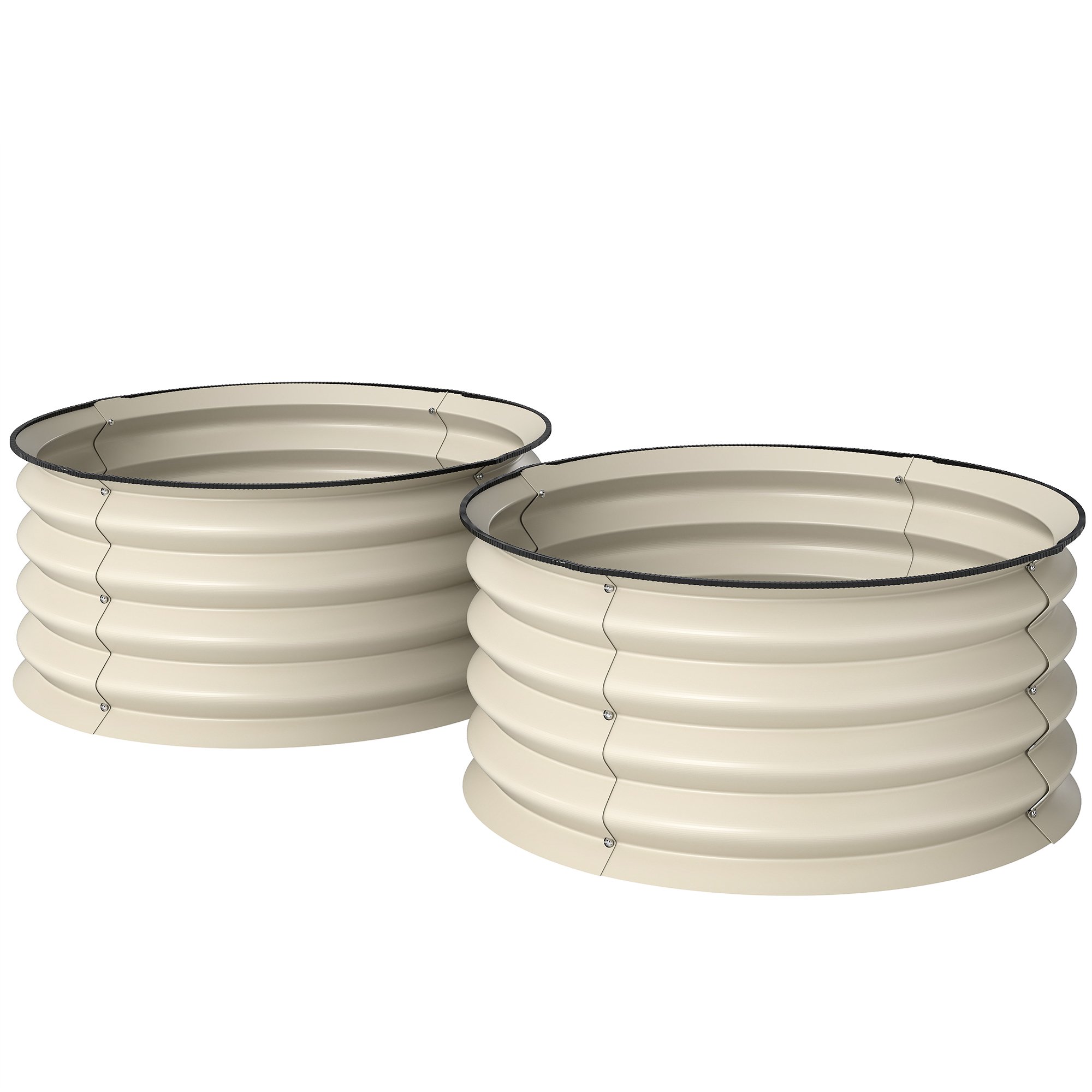 Outsunny 2 pcs Raised Garden Beds with Steel Safety Edging - Cream White