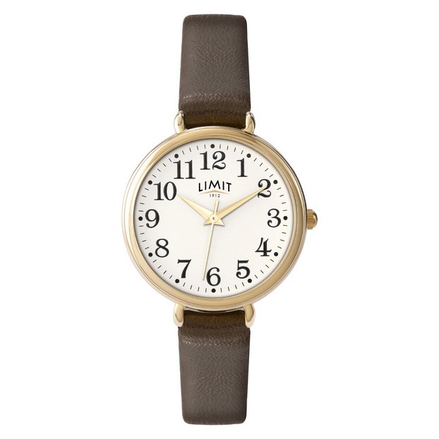 Buy Limit Ladies' Round Oversized Brown Strap Watch | Ladies' watches ...