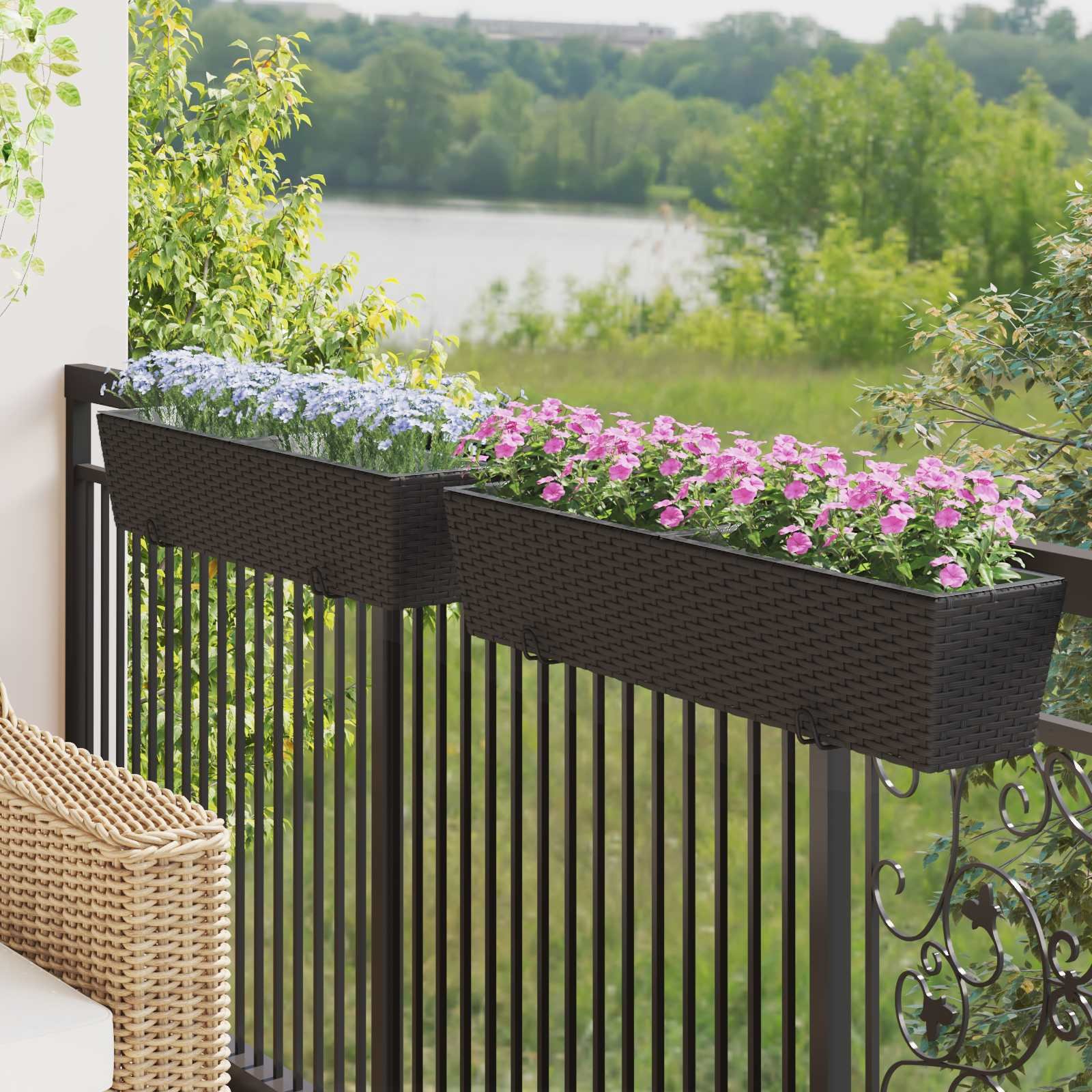 Walplus Pack of 2 Metal Garden Planter - 80 x 17 x 17 cm