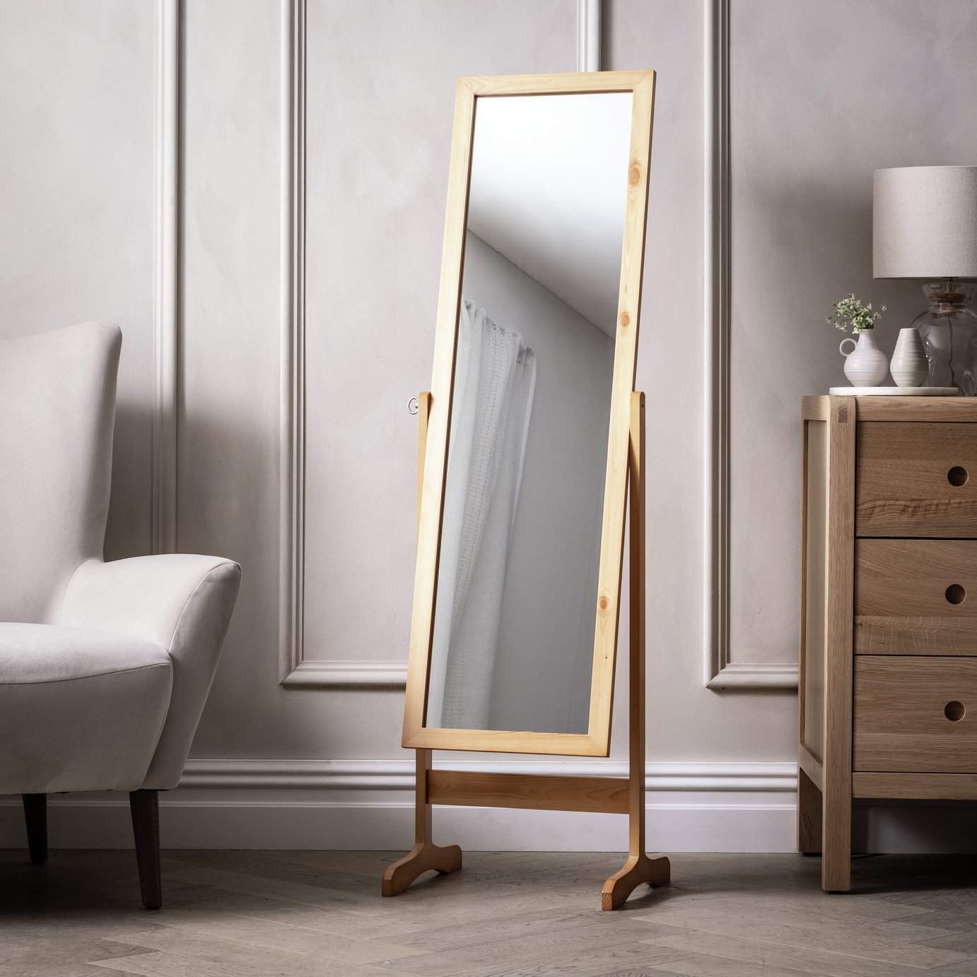 Argos Home Oak Free Standing Cheval Mirror - 146x41cm