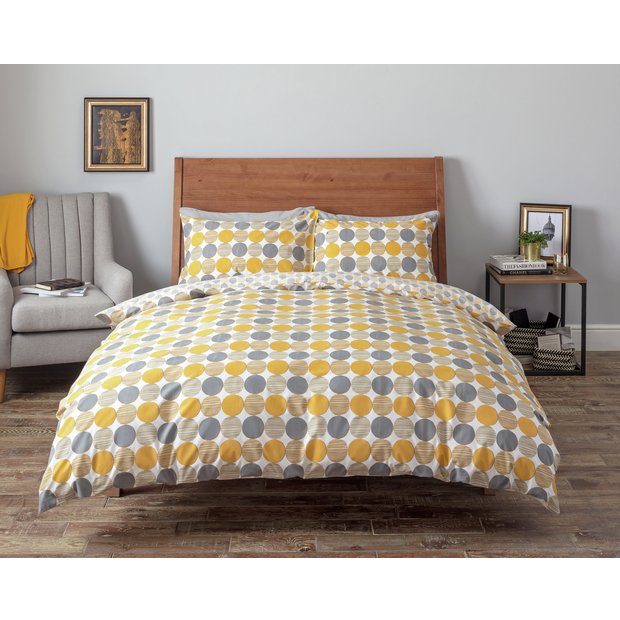 Buy Argos Home Mustard And Grey Circles Bedding Set Double