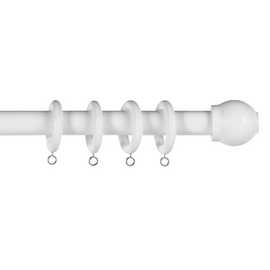 Home Essentials White Wooden Fixed Curtain Pole - 120cm