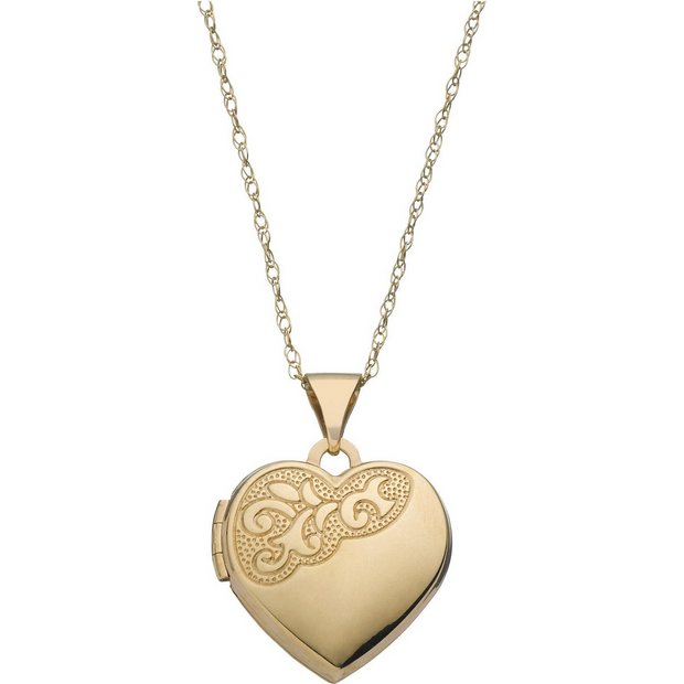 9ct gold store heart locket necklace