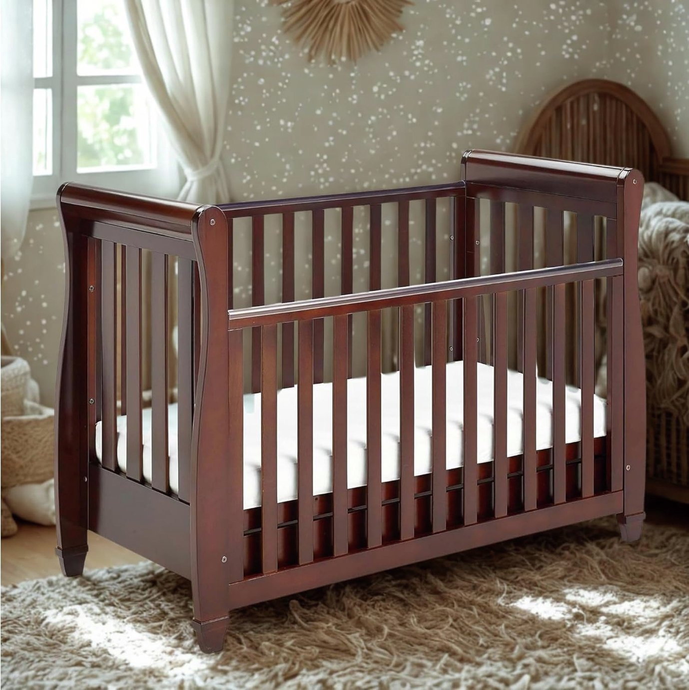 Babymore Eva Cot Bed & Drawer - Brown