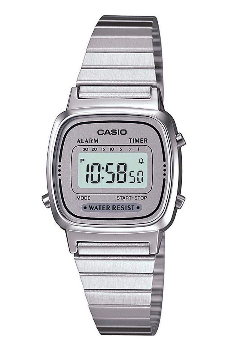 Casio Chrome Coloured Stainless Steel Bracelet Watch