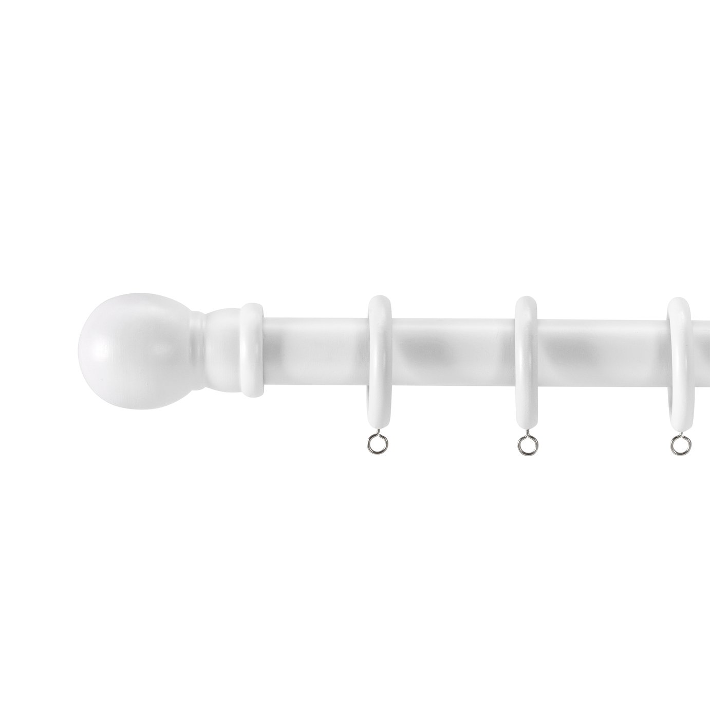 Argos Home White Wooden Fixed Curtain Pole - 240cm