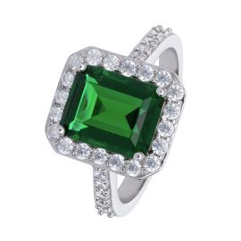 Revere Sterling Silver Emerald Colour Cubic Zirconia Ring