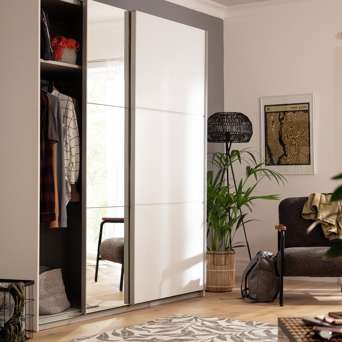 Habitat Holsted Mirror 180cm Sliding Wardrobe