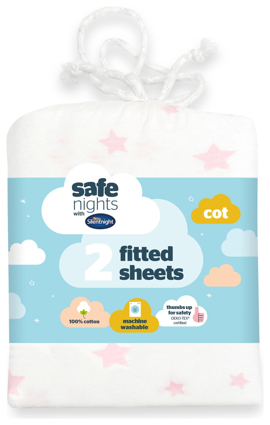 Silentnight Safe Nights Nursery Pink Fitted Sheets - Cot
