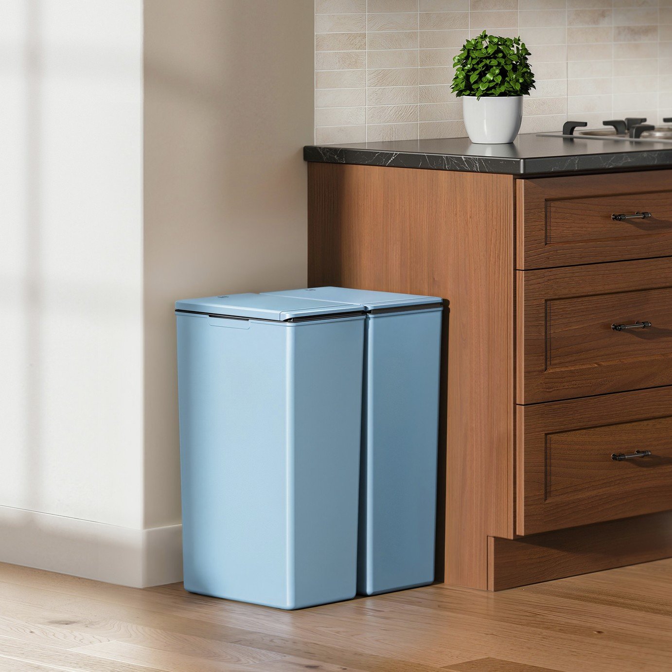 EKO Morandi 80 Litre Touch Top Recycling Bin - Blue
