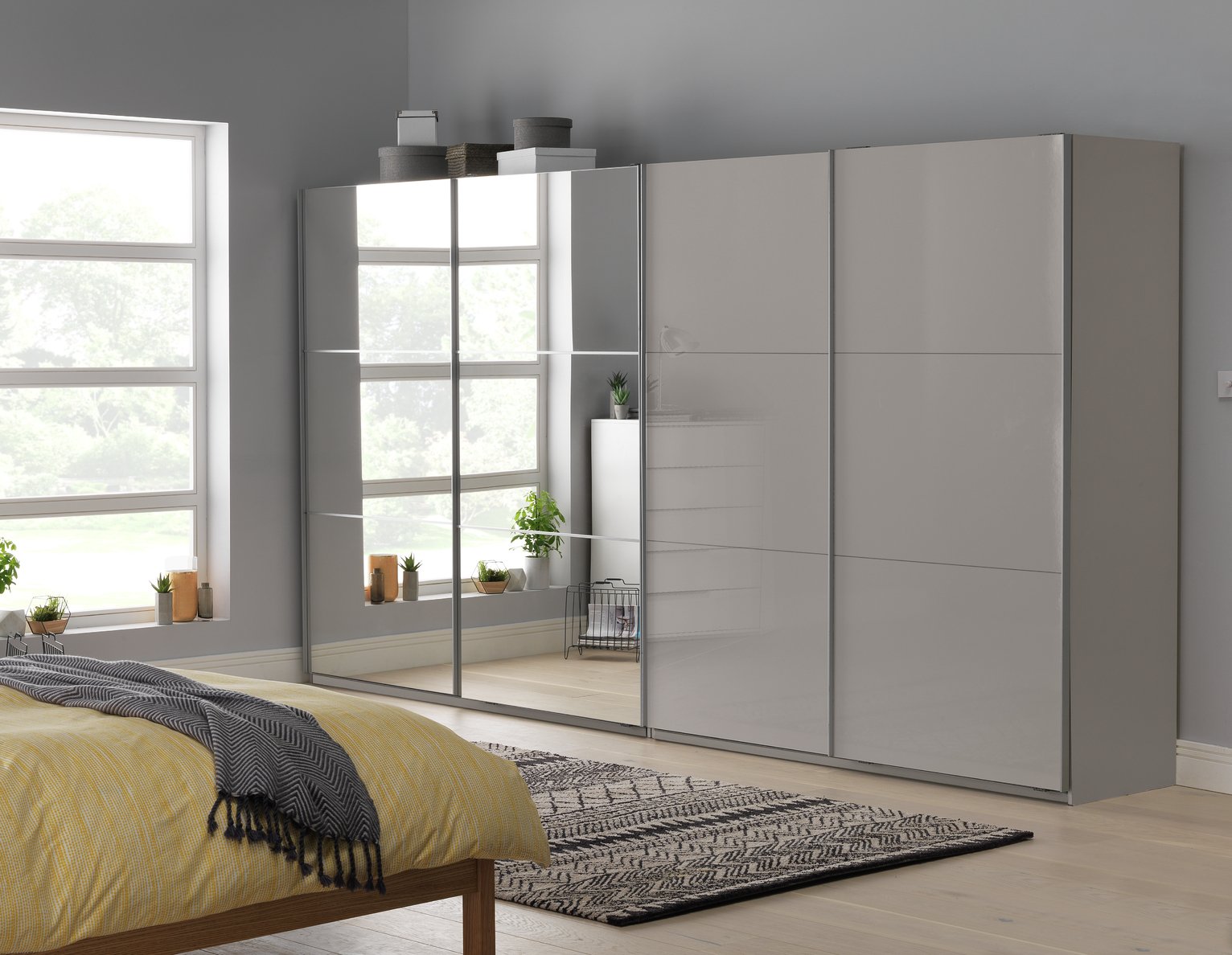 Habitat Holsted 200cm Sliding Wardrobe - Grey Gloss