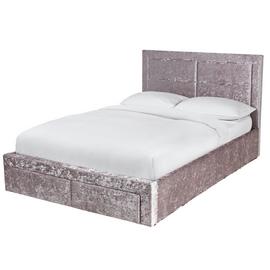 Argos Home Kourtney Sml Double Ottoman Velvet Bed - Silver