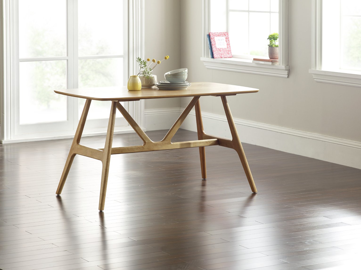 SBN Goran Wood Veneer 4 Seater Dining Table - Natural