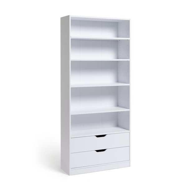 Bookshelf with drawers deals white