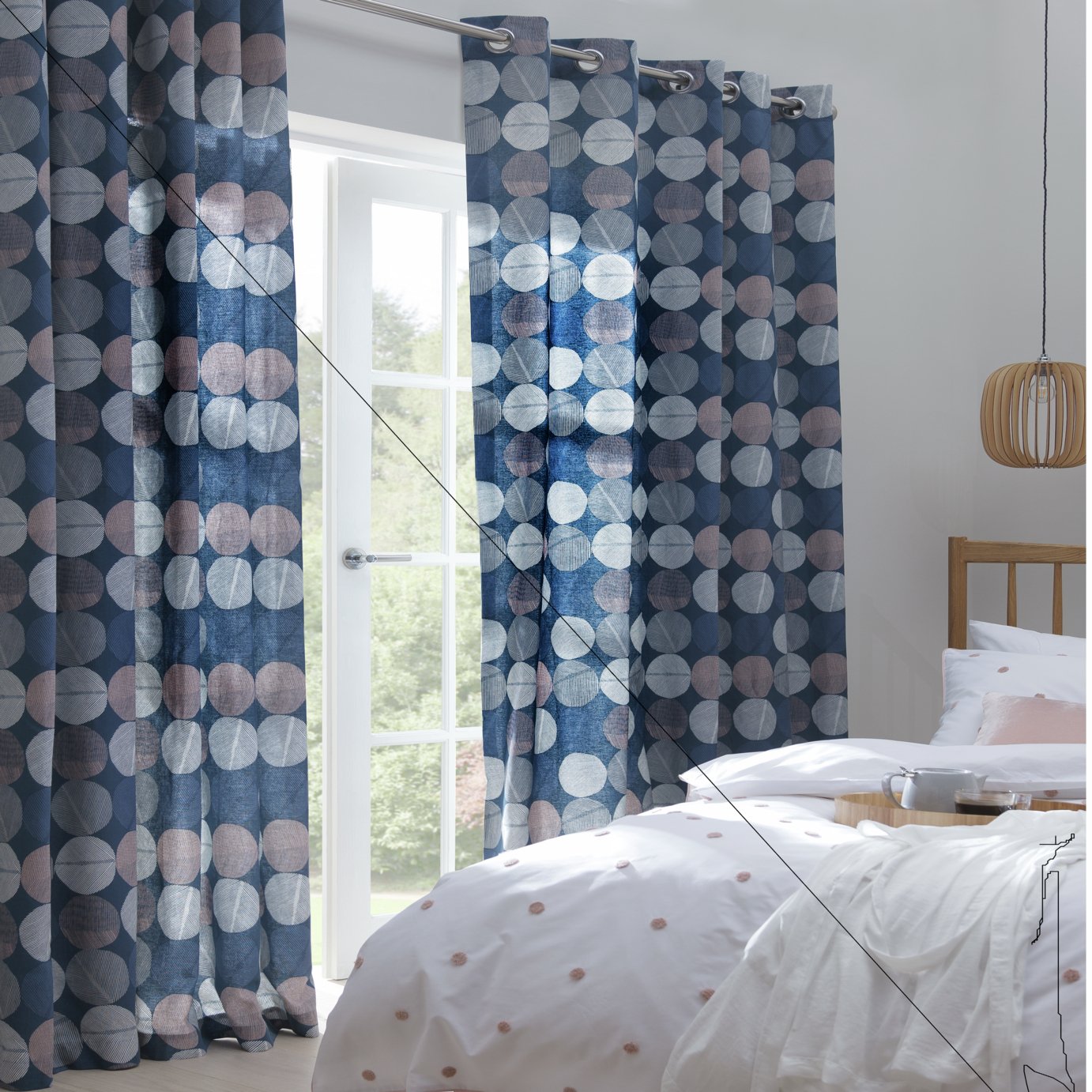 Habitat Skandi Spot Fully Lined Eyelet Curtains - Multi