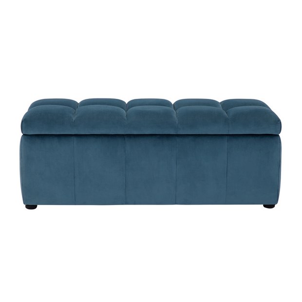 Blue velvet on sale ottoman storage