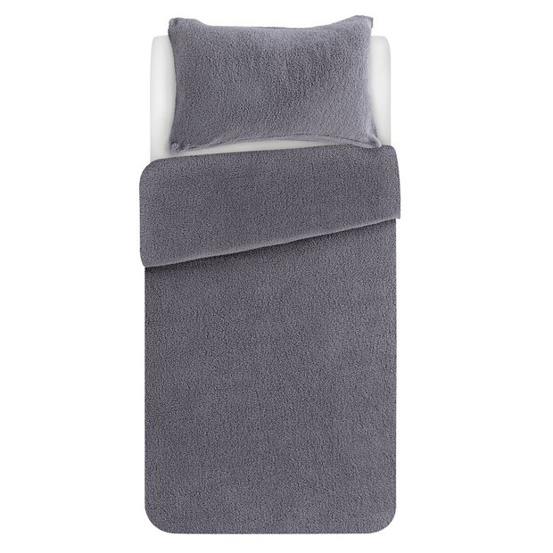 Buy Argos Home Grey Fleece Bedding Set Single Duvet Cover Sets