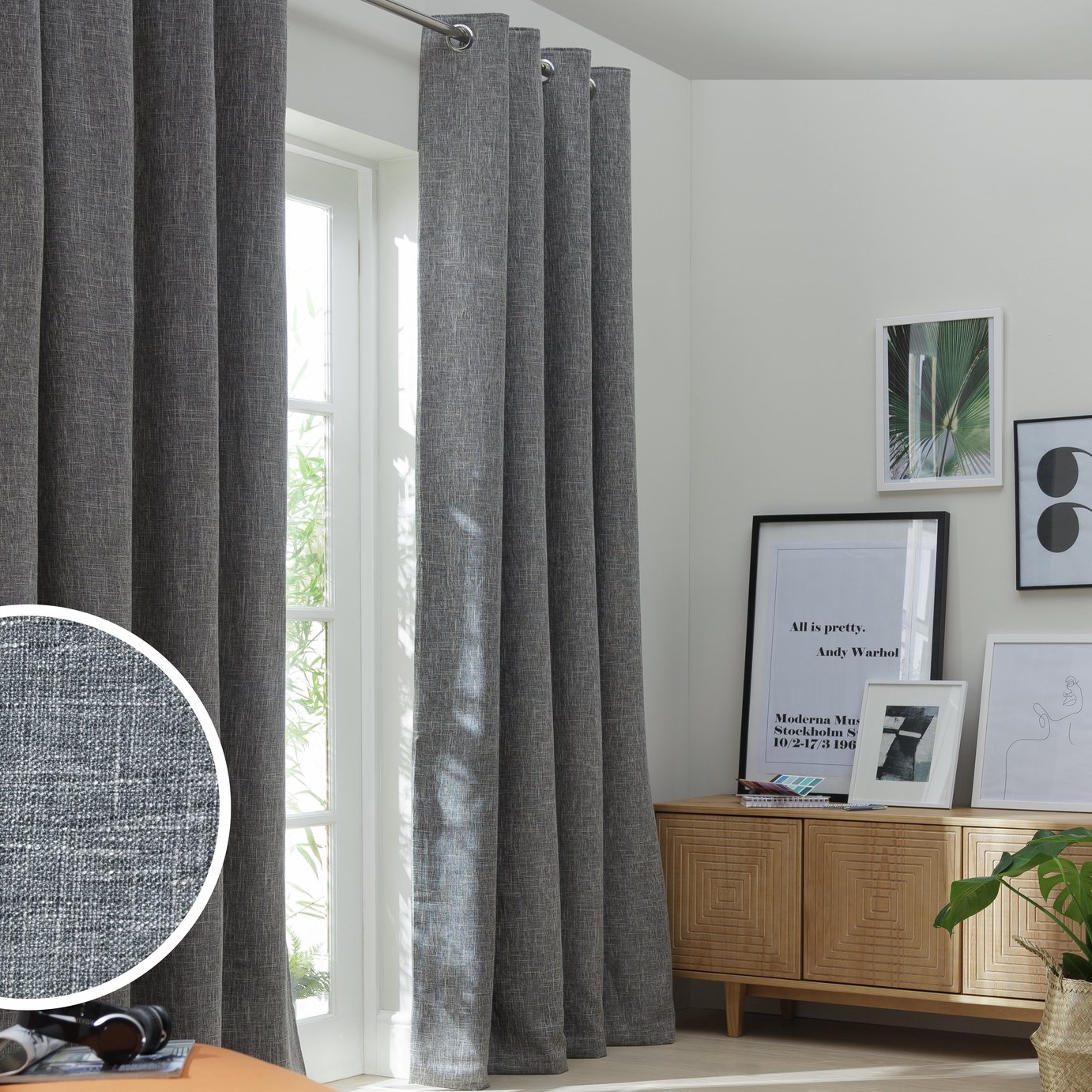 Habitat Linen Look Blackout Eyelet Curtain