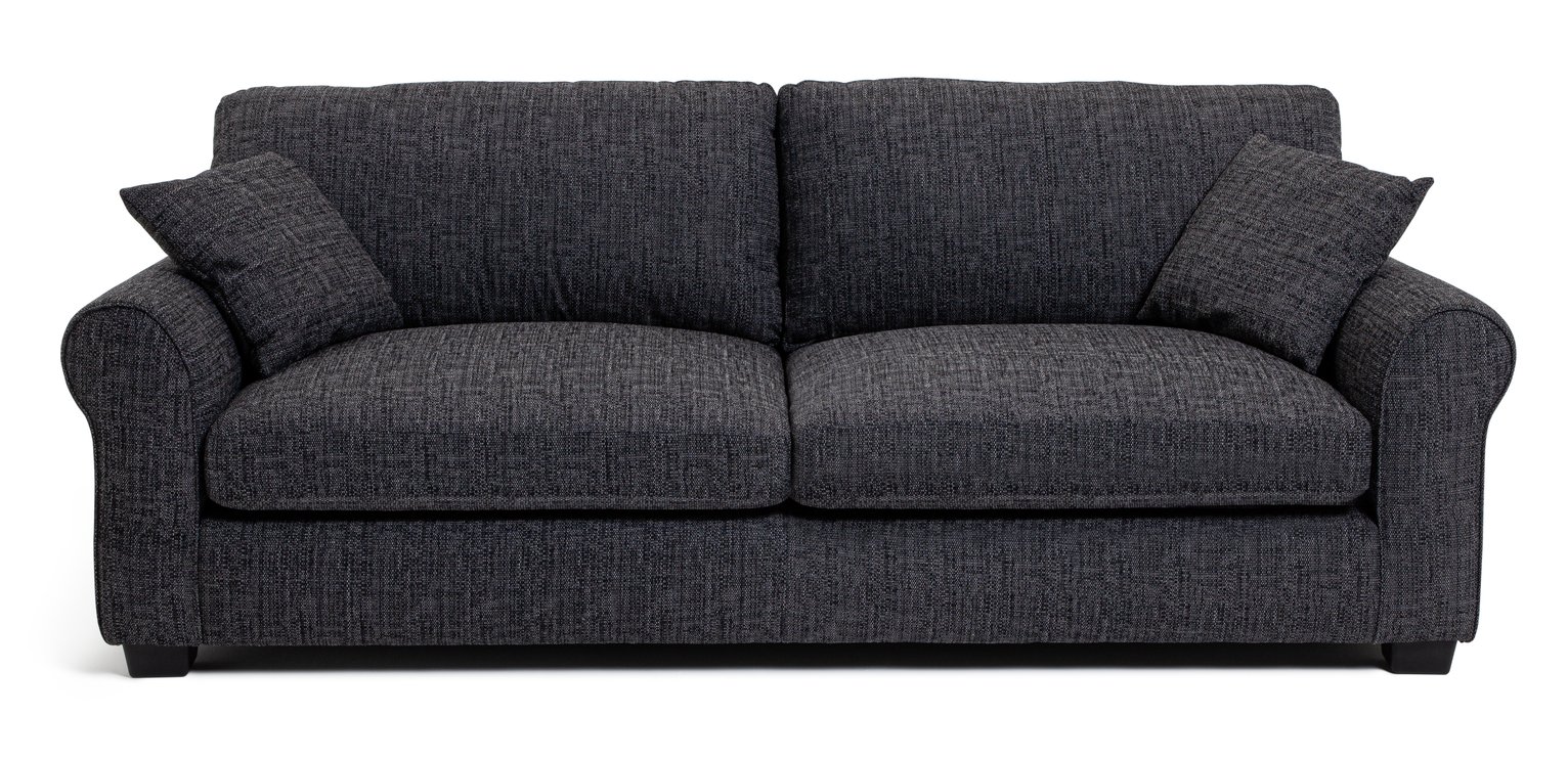 Argos Home Lisbon Fabric 4 Seater Sofa - Charcoal