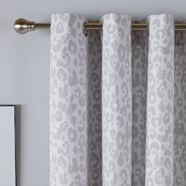 Buy Argos Home Leopard Print Lined Eyelet Curtains Grey