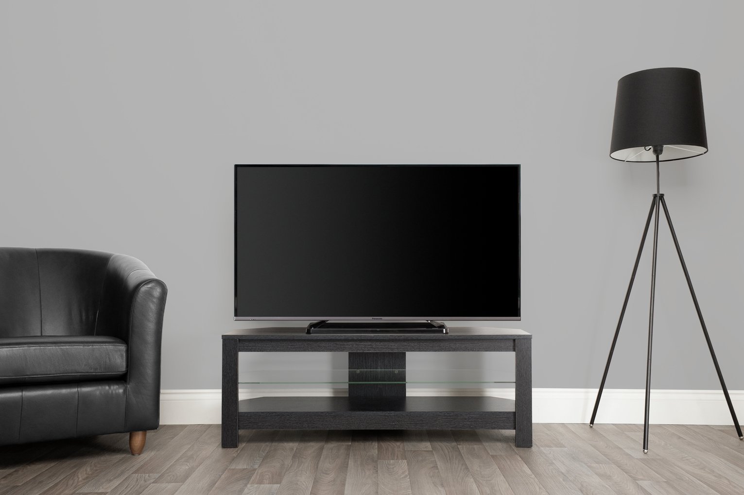 AVF Wood Effect Up to 55 Inch Glass Shelf TV Stand - Black 