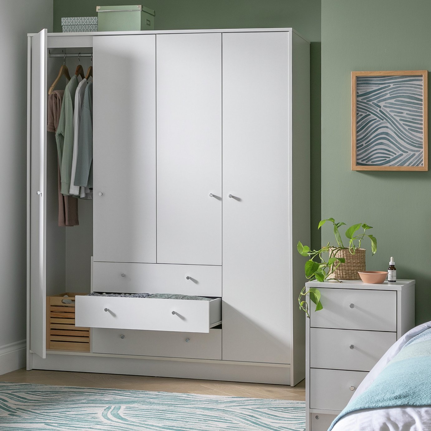 Argos Home Malibu 4 Door 3 Drawer Wardrobe - White