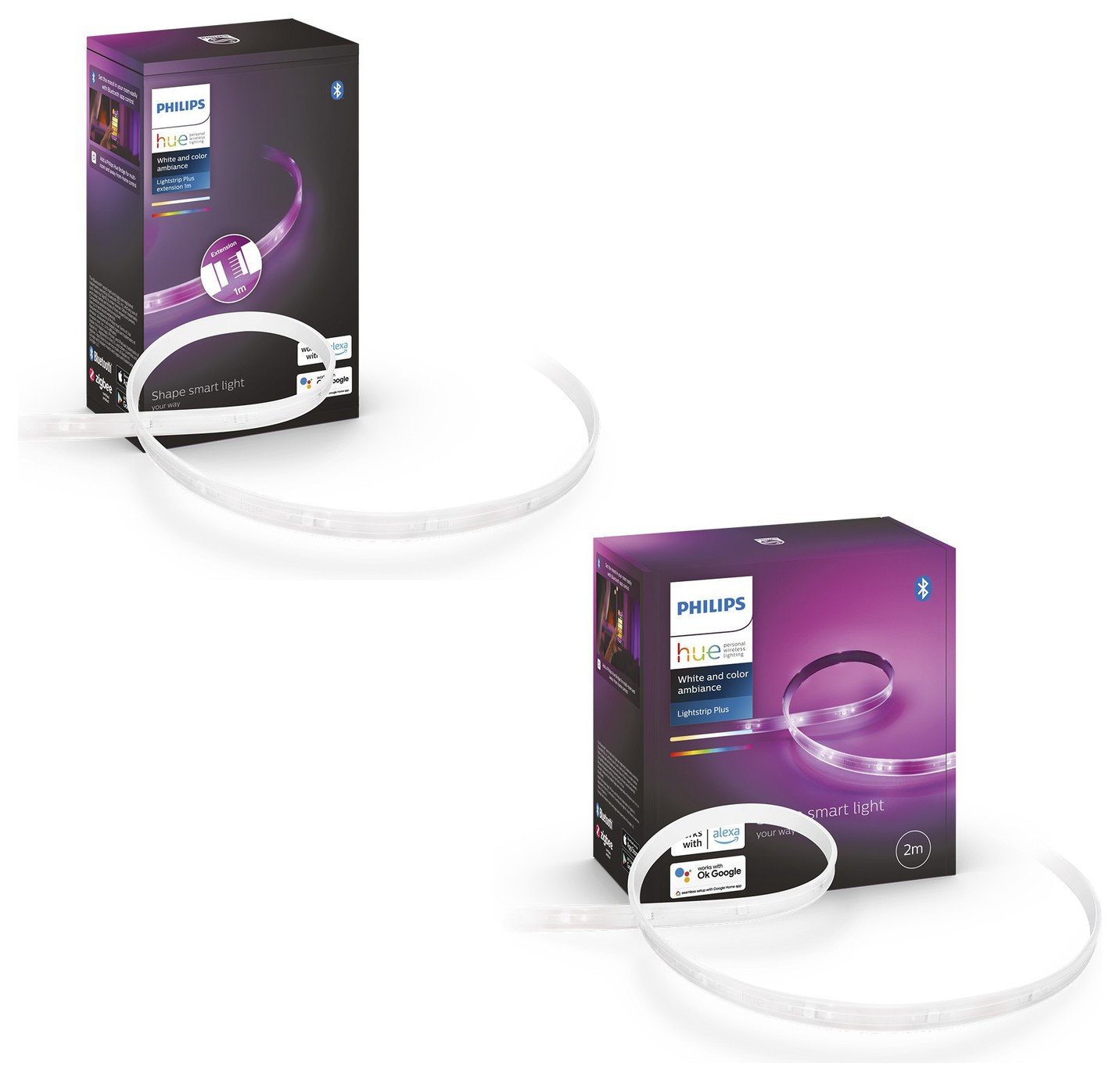 Philips Hue Smart 2m LED Lightstrip Plus 1m Extension Kit