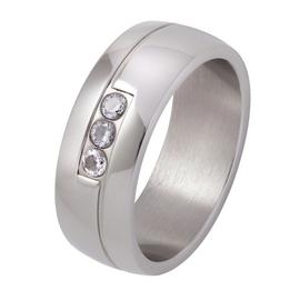 Revere Stainless Steel 3 Stone Cubic Zirconia Wedding Ring