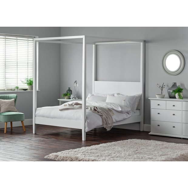 White full size canopy shop bed frame