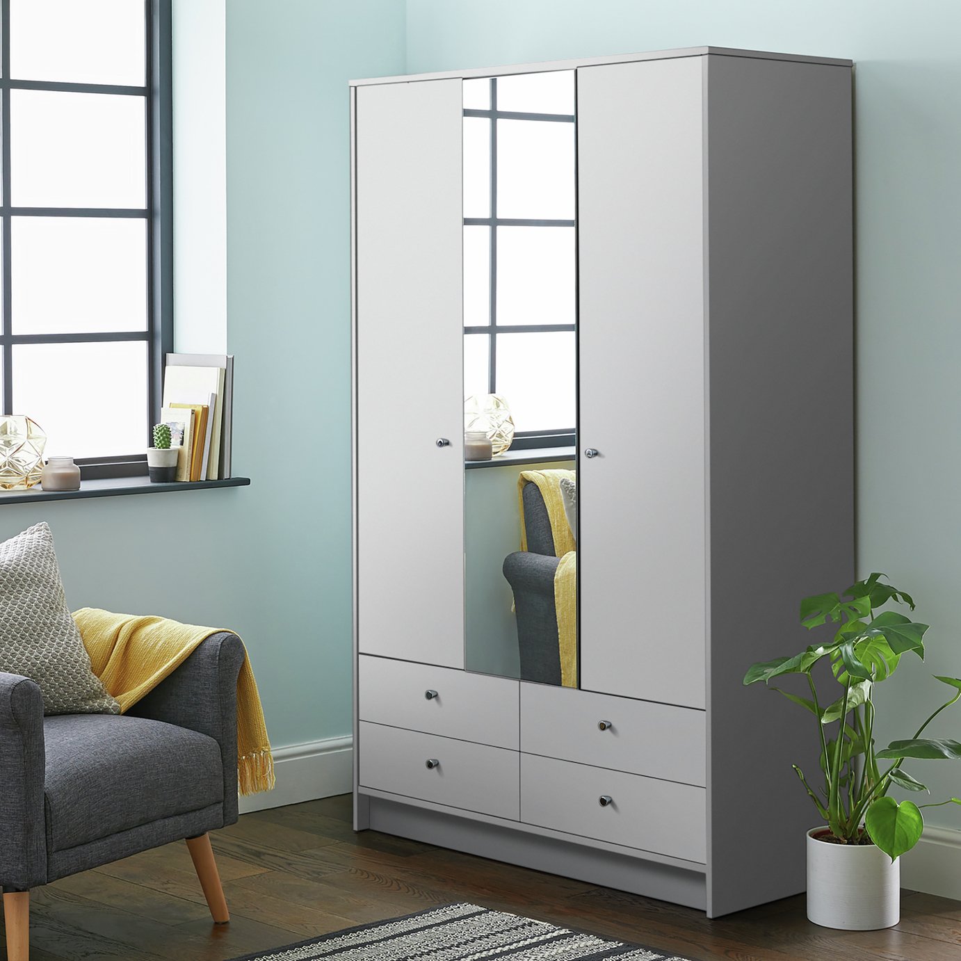 Argos Home Malibu 3 Door 4 Drawer Mirror Wardrobe