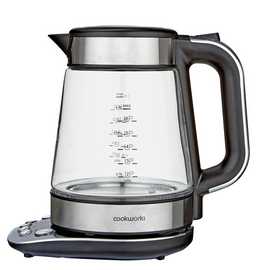 Cookworks Variable Temperature Glass Kettle - S/Steel