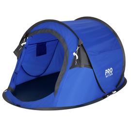 Pro Action Pop Up 2 Man 1 Room Camping Tent - Blue