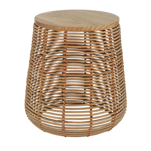 Wicker drum deals side table