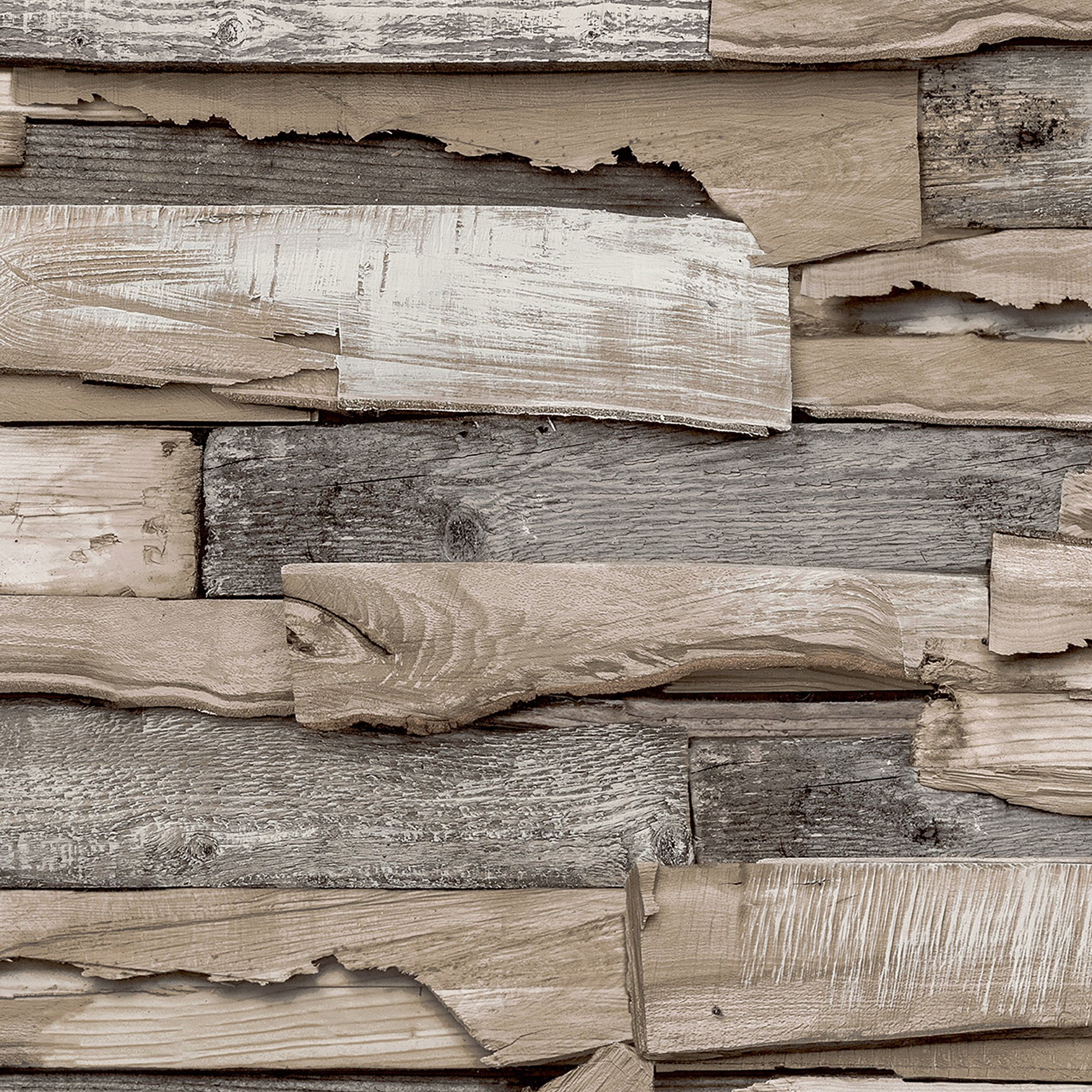 Grandeco Malay Planked Wood effect Wallpaper - Natural Oak