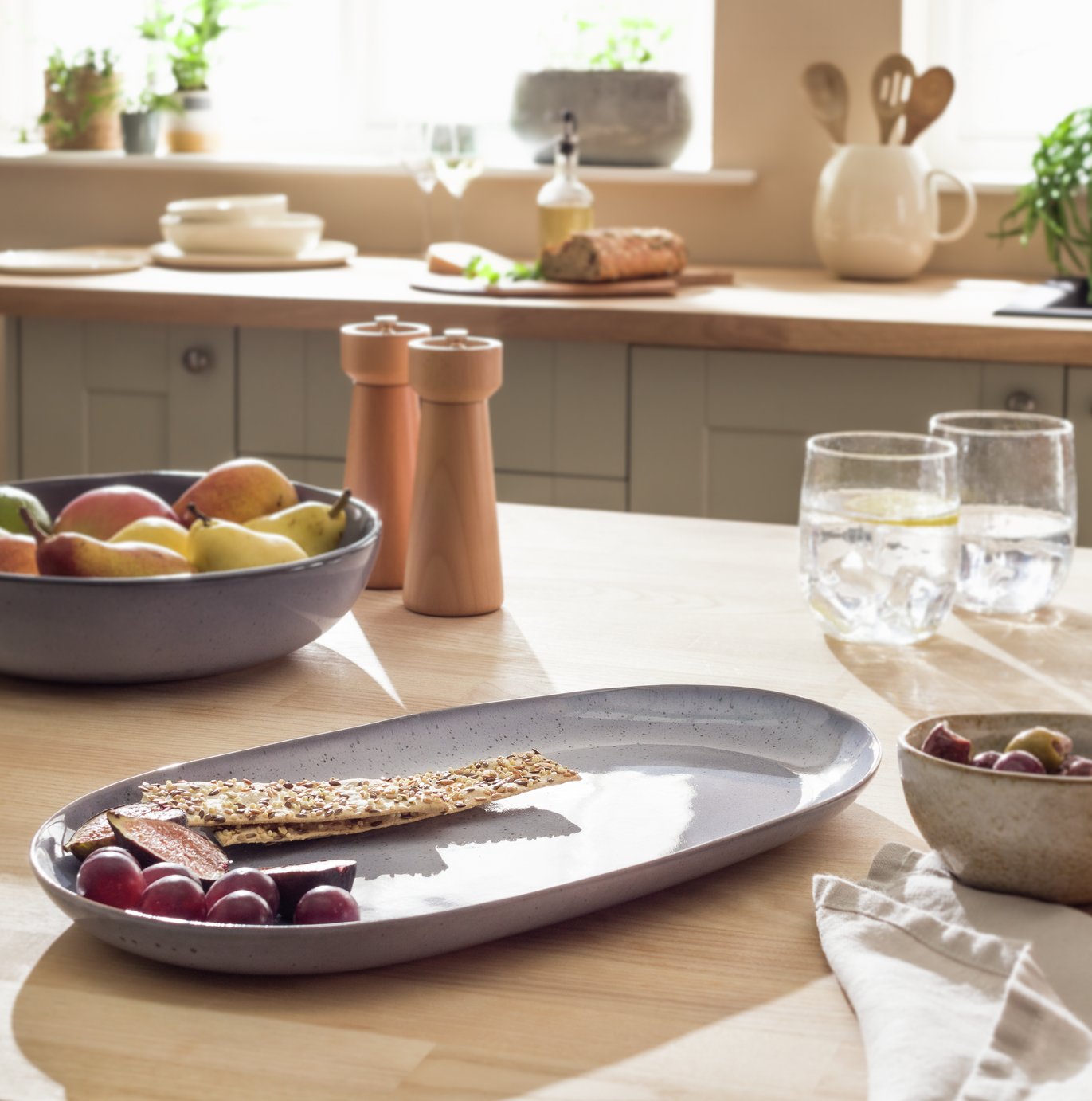 Habitat Evora Stoneware Serving Platter - Blue