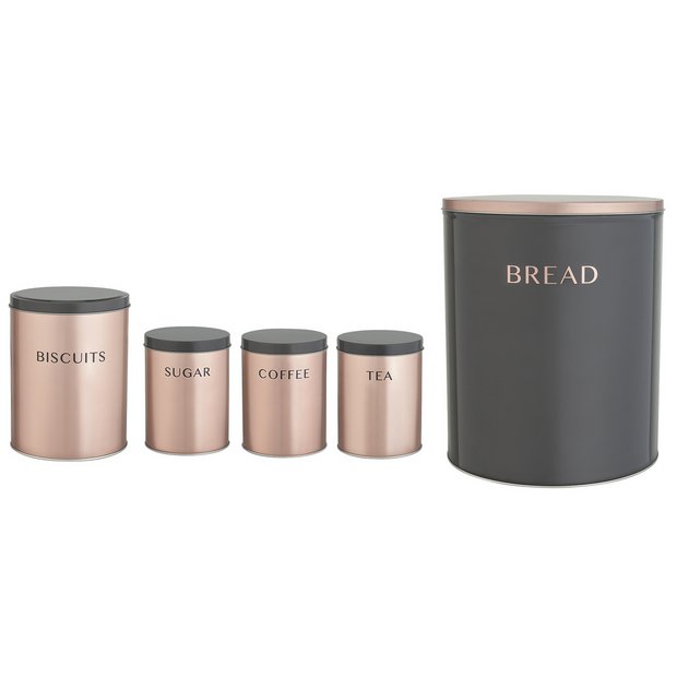 Tea coffee sugar jars best sale rose gold