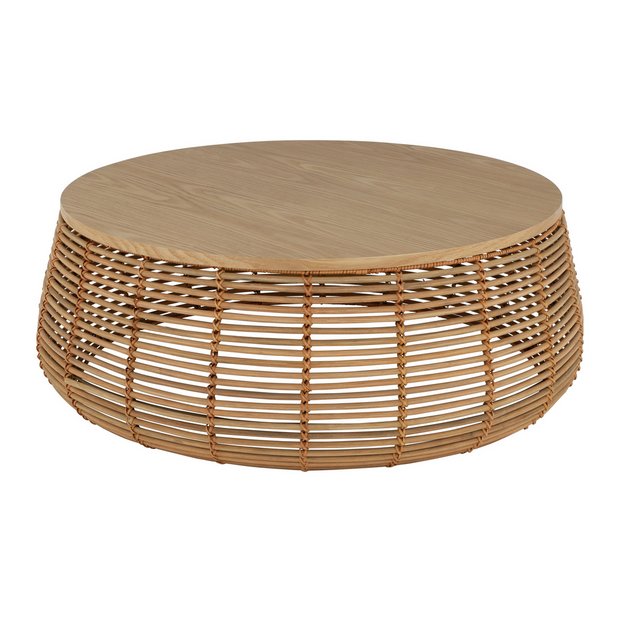 Wicker and deals wood coffee table