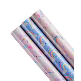 3 Piece Unicorn and Rainbow Wrapping Paper Set - 3m