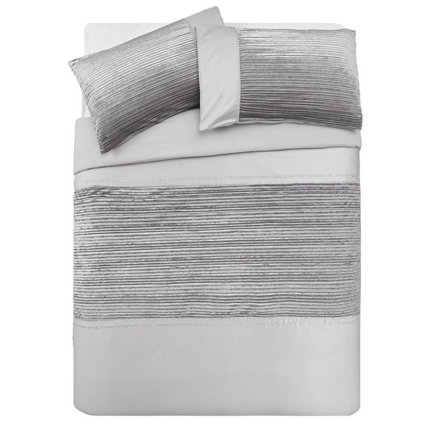 Buy Argos Home Sparkle Silver Velvet Bedding Set Double Duvet Cover Sets Argos