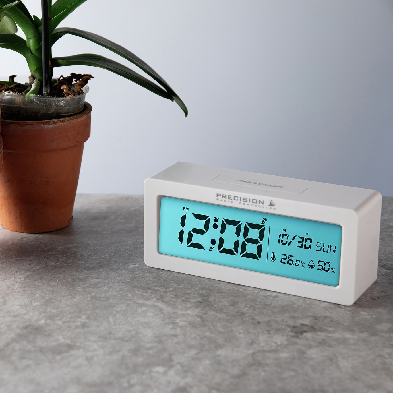 Precision Radio Controlled Alarm Clock - White