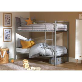 Argos Home Mason Metal Bunk Bed & 2 Kids Mattresses - Silver