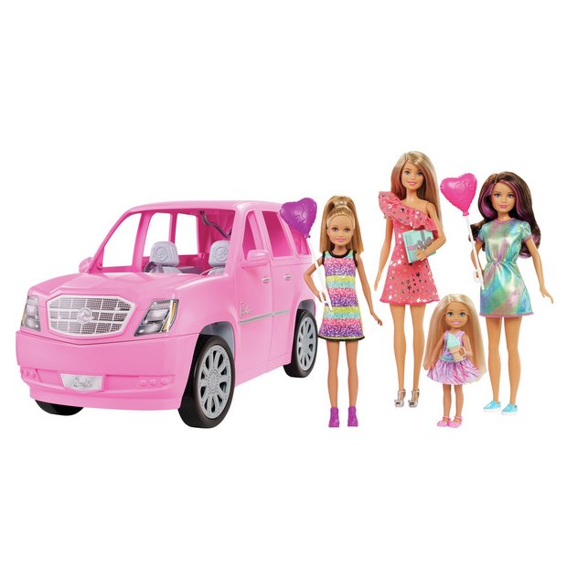 New Barbie Limo Limousine Vehicle With 4 Dolls and Accessories 
