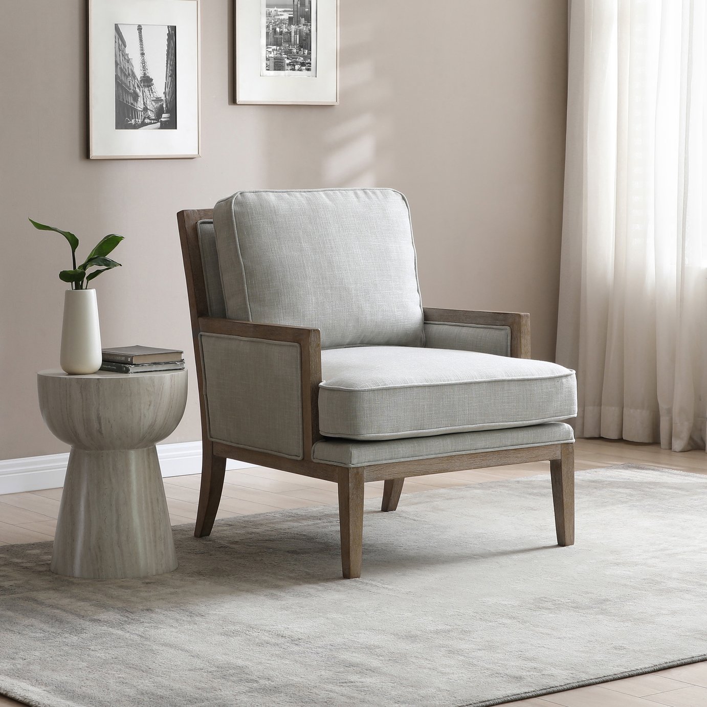 Kyoto Brodie Fabric Armchair - Cream