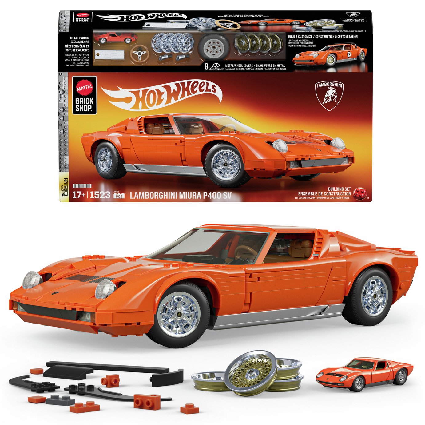 Hot Wheels '71 Lamborghini Miura P400 SV Building Toy Kit, for Collectors