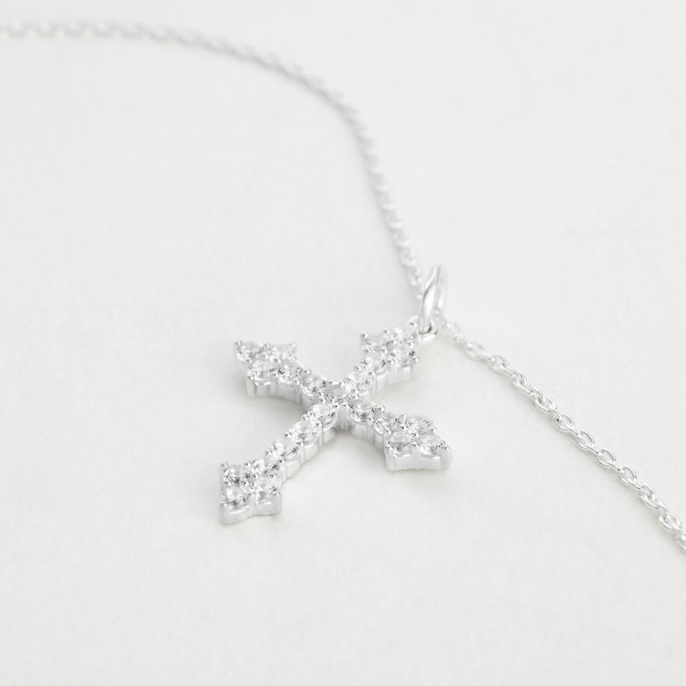 Revere Sterling Silver Cubic Zirconia Cross Pendant Necklace