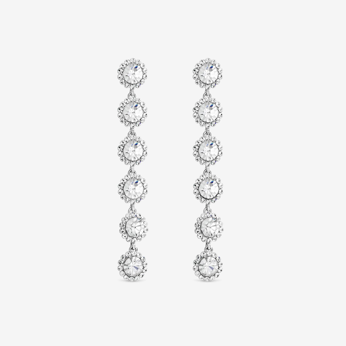 Jon Richard Rhodium Plated Crystal Linear Drop Earrings