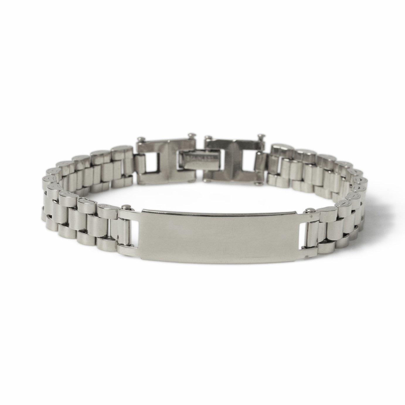 Uncommon Souls Silver Tone Stainless Steel Classic Linked Band Bracelet