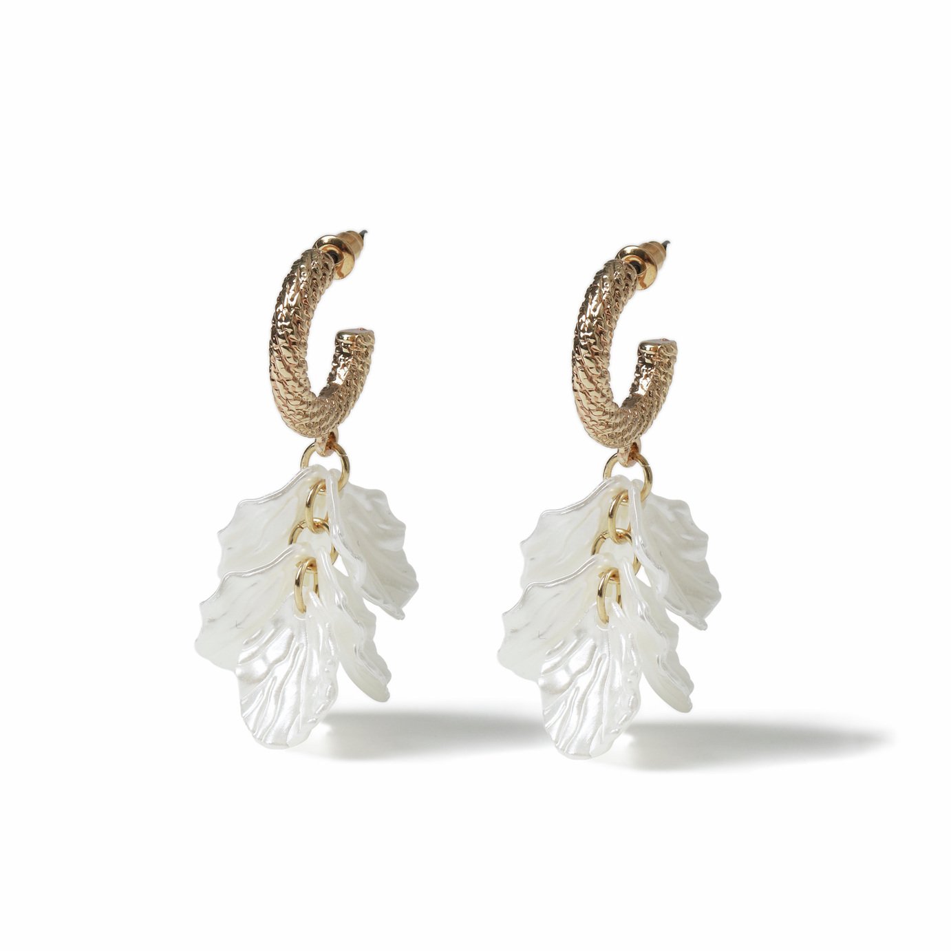 Freedom Gold Tone Flower Drop Hoop Earrings