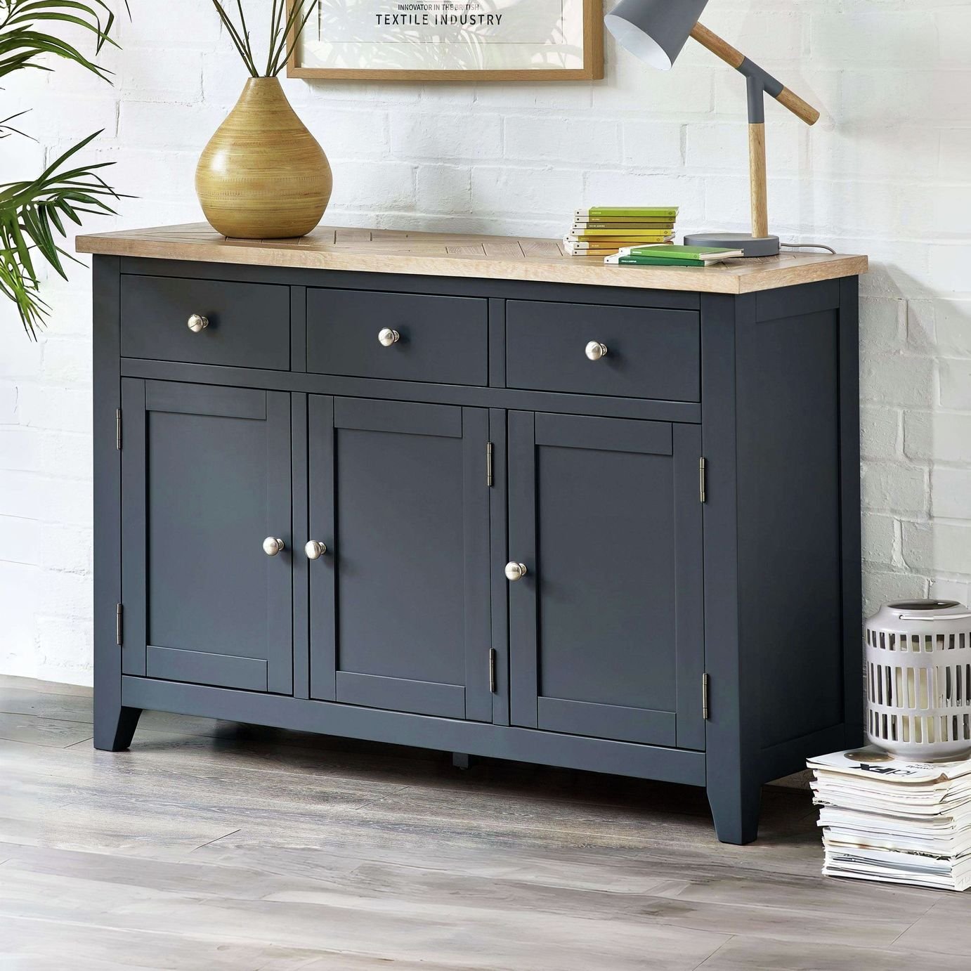 Julian Bowen Bordeaux 3 Door 3 Drawer Sideboard - Grey